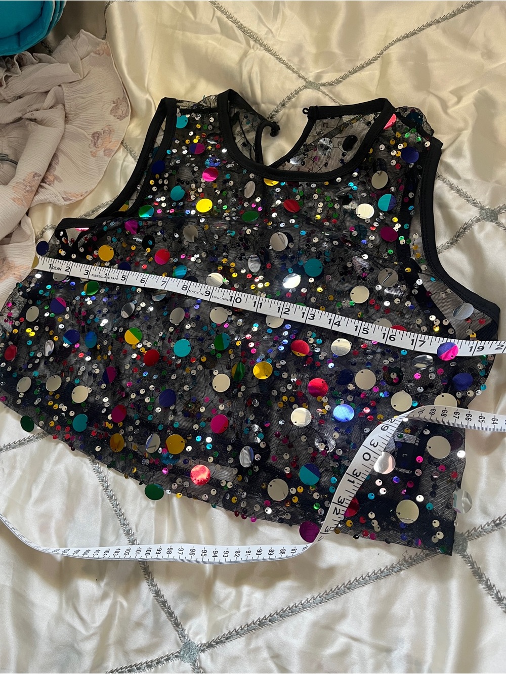 Sequin Mesh Tank Top — Multicolor Reflective Dots - Picture 2 of 4